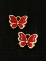 Подвеска бабочка. Размер - 12*10мм. Цвет - красный