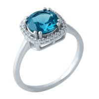 Серебряное кольцо CatalogSilver с топазом Лондон Блю 1.816ct, вес изделия 2,48 гр (1966112) 17 размер