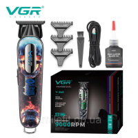 Тример акумуляторний для стрижки VGR V-260 RED, 3 насадки, LED дисплей