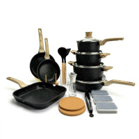 Набір посуду Caannasweis YMX-19-2 (19 предметів) з литого алюмінію. Чорний (YMX-19-2)