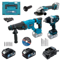 Набір акумуляторний інструментів PROFI-TEC Combo Set 3/5 POWERLine PBH201BL, DTW800BL, DGA20BL : з АКБ 2шт-20V 4.0Ач+ЗП