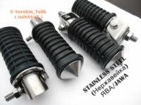 ЭКСКЛЮЗИВ - Подножки в сборе из резинкам [комплект c КОНУСОМ - НАКОНЕЧНИКОМ] ЯВА/JAWA 638/634 НЕРЖАВЕЙКА