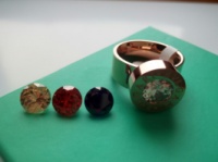 Каблучка Bvlgari булгарі зі змінним камінням 17р. рож.золото