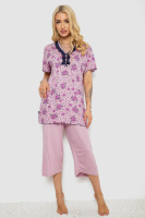 Піжама жіноча з принтом, колір бузковий, 243R6971