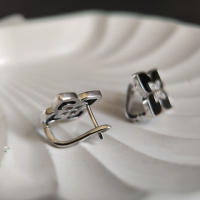 Серебряные серьги CatalogSilver с натуральным ониксом, фианитами (60002138)