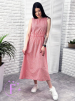 Довга літня сукня «Айріс» оптом | Норма и батал | Розпродаж моделі Червоний, 50-52