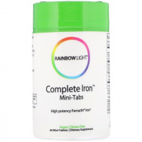 Железо  Хелатное, Complete Iron, Rainbow Light, 60 мини таблеток