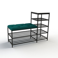 Банкетка для обуви Барселона-1 100см велюр бирюзовый/белая аляска 2-3-9005