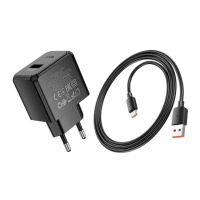 Набор СЗУ 110-240V HOCO CS17A+ кабель Type-C, 1xUSB, 22.5W, кабель 1м, Black, Blister