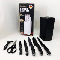 Набір ножів із нержавіючої сталі з основою Rainberg RB-2327 Black