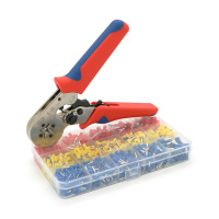 Кримпер HCS8 6-4A для обжима кабельного наконечника, blue-red,  набор кабельных наконечников (VE0508,VE1508,VE1008,VE4009,VE2508)