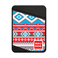 Холдер для карток WAUDOG Design з малюнком «Етно», преміум шкіра (ширина 70 мм, довжина 95 мм) чорний