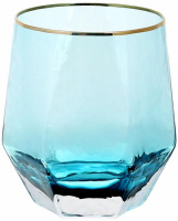 Набор 4 стакана Monaco Ice 450мл, стекло голубой лед с золотым кантом
