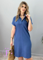 Жіноче лляне плаття літнє «Avrora» оптом | Батал Темний джинс, 50-52