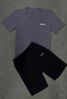 Чоловічий комплект футболка темно-сіра Reebok + Шорти