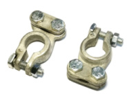 Комплект акумуляторних ремонтних клем + та - (без проводів) латунних вантажних луджених