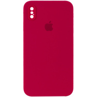 Чохол Silicone Case Square Full Camera Protective (AA) Для Apple iPhone XS Max ( Червоний / Rose Red) - купити в SmartEra.ua