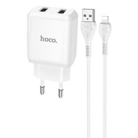 Зарядний пристрій HOCO N7 (2USB/2,1A) + USB - Lightning Білий - купити в SmartEra.ua