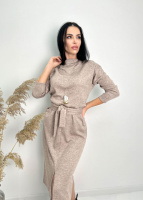 Довга ангорова сукня з поясом «Juliette» оптом | Батал | Розпродаж моделі Мокко, 54-56