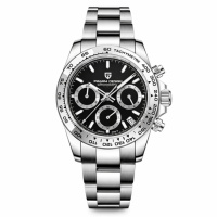 Чоловічий годинник Pagani Design PD-1727 Silver-Black з сапфіровим склом та механізмом SEIKO VK63