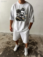 Комплект футболка та шорти ДТФ - Білий - 53-043