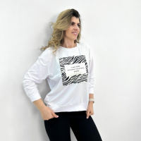 Жіночий світшот з анімалістичним принтом «Wild» оптом | Батал | Розпродаж моделі Білий, 54-56