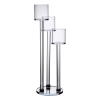 Подсвечник стеклянный на 3 свечи 12×37.5 см подсвечник декоративный прозрачный на ножке HP-4-13