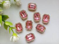 Стразовый декор. Размер 19×15 мм. Цвет - розовый. Цена указана за 1 шт