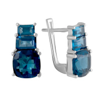 Серебряные серьги CatalogSilver с топазом Лондон Блю (2062479)