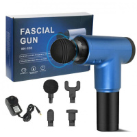 Аккумуляторный массажер Fascial Gun KH-320 портативный ручной ударный мышечный пистолет 4 насадки синий