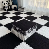 Коврик-пазл плюшевый, термоковрик, мат детский теплый 60*90см, 6 пазлов, цвет белый