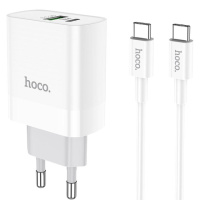 Зарядний пристрій HOCO C80A Rapido PD20W+QC3.0 Type-C + USB + Type-C to Type-C cable, Білий - купити в SmartEra.ua