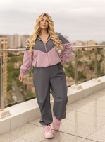 Стильний жіночий костюм із плащової тканини «Wolf» | Норма та батал Графіт + фрезовий, 50-52