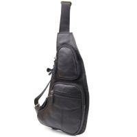 Сумка для мужчин с большим количеством карманов из натуральной кожи Vintage 22957 Черный