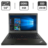 Ноутбук Б-класс Lenovo ThinkPad L470 / 14« (1366x768) TN / Intel Celeron 3955U (2 ядра по 2.0 GHz) / 8 GB DDR3 / 256 GB SSD / Intel HD Graphics 510