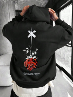 Чорне чоловіче стильне оверсайз худі з трендовим дизайном