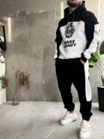 Спортивний костюм утеплений білий-чорний | 5-974