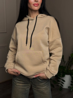 Однотонний батник з капюшоном «Kerry» оптом | Батал Бежевий, 50-52