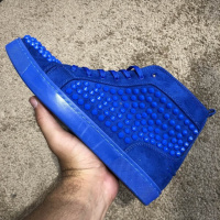 Кроссовки Christian Louboutin Louis Spikes Men's Flat Blue Suede