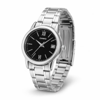 Жіночий годинник Casio LTP-V002D-1B3 — класична модель зі сталевим браслетом та індикацією дати