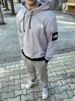 Однотонний чоловічий світло-сірий худі The North Face з капюшоном