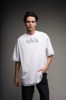 Оверсайз футболка біла Fire з чорними швами RD465