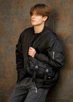 Велика чоловіча поясна сумка бананка високої якості українського виробництва- чорний принт