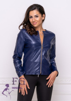 Тонка демісезонна куртка-жакет з екошкіри «Delmar» оптом | Розпродаж моделі 44, Темно-синій