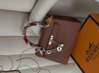 Сумка Hermes Kelly Medium size з хустинкою коричневий