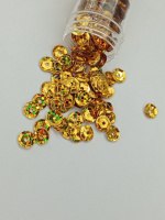 Пайетки голограмма/ 7 мм /  золото / 5 грамм