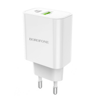 Сетевое зарядное устройство Borofone BA55A USB/ Type-C QC PD 20W белое