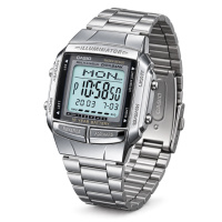 Чоловічий годинник Casio DB-360-1A Data Bank зі сріблястим браслетом та електронним циферблатом