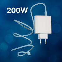Зарядник для телефона  200W Power Adapter Suie с кабелем USB-Type-C Белый, блочок для зарядки смартфона (NS)