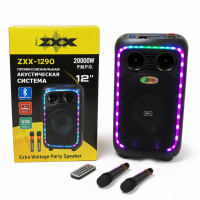 Акустическая переносная колонка ZXX-1290 600 Вт 12 дюйм 71х345х30см два микрофона пульт ДУ с подсветкой